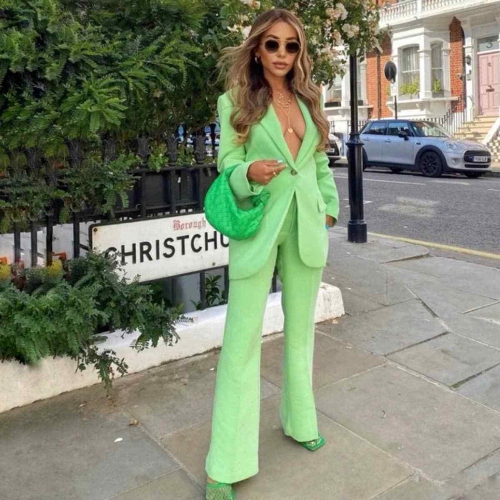 Zara menswear style full length green trouser pants sz.S